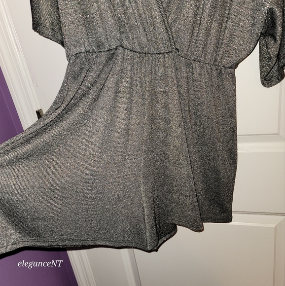 Apricot Lane Silver Shimmer short pant jumpsuit   Sz: M  NWT - Picture 7 of 8